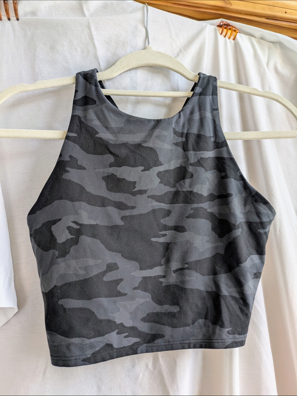 Athleta Gray and Black Camo Crop Tank
